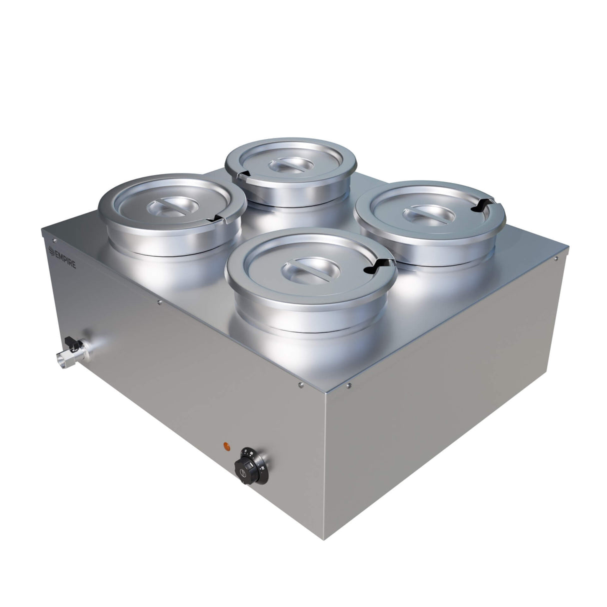Empire Electric 4 Round Pot Wet Well Bain Marie with Drain Tap - Commercial Food Warmer | EMP-4PBMR Bain Maries Empire