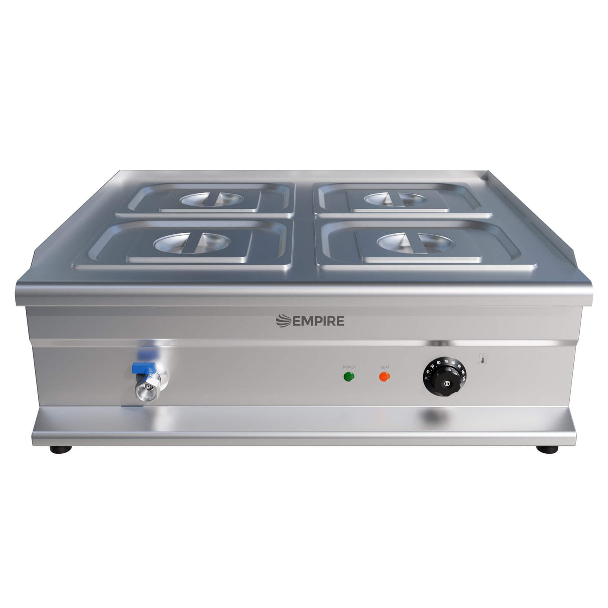 Empire Electric Wet Well Bain Marie with Drain Tap and 4 x 1/2 GN Pans & Lids - EMP-BM4T Bain Maries Empire