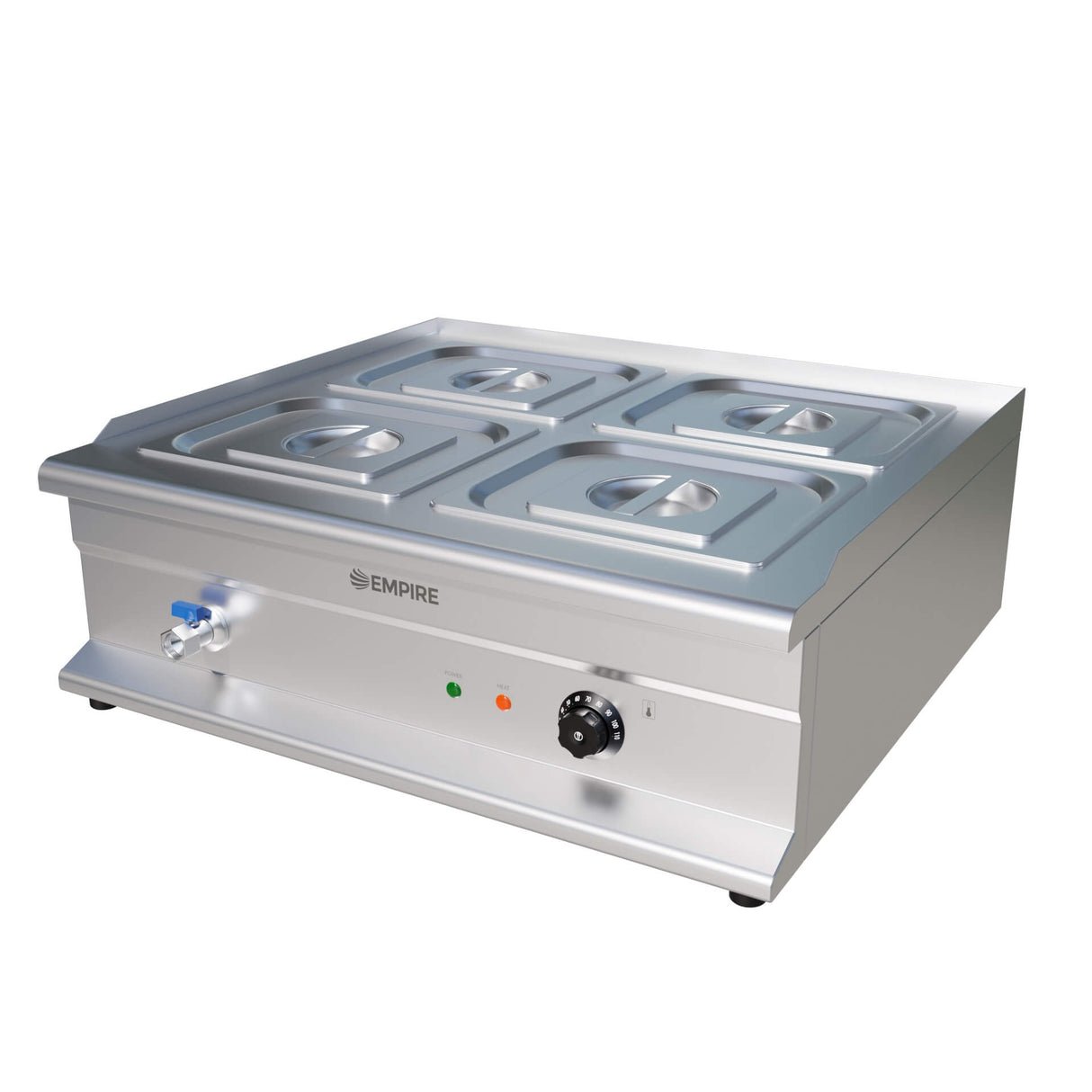 Empire Electric Wet Well Bain Marie with Drain Tap and 4 x 1/2 GN Pans & Lids - EMP-BM4T Bain Maries Empire