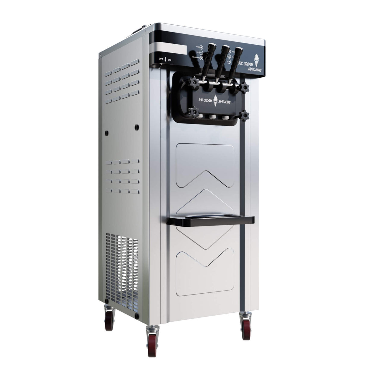 Empire Ice Cream Machine Floor Standing 25 Litre - 2 x 12.5L - Commercial 3 Nozzle Flavour Soft Ice Cream Vending with Air Pump Function | EMP-ICREAM25FS Ice Cream Machines & Makers Empire