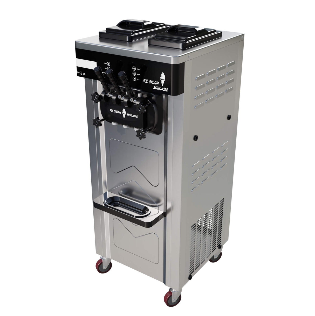 Empire Ice Cream Machine Floor Standing 25 Litre - 2 x 12.5L - Commercial 3 Nozzle Flavour Soft Ice Cream Vending with Air Pump Function | EMP-ICREAM25FS Ice Cream Machines & Makers Empire