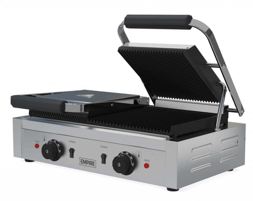 Empire Large Twin Contact Panini Grill Ribbed Top Ribbed Bottom - EMP-GH813RR Contact Grills & Panini Makers Empire