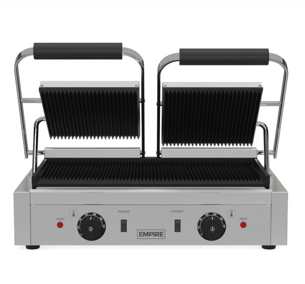 Empire Large Twin Contact Panini Grill Ribbed Top Ribbed Bottom - EMP-GH813RR Contact Grills & Panini Makers Empire