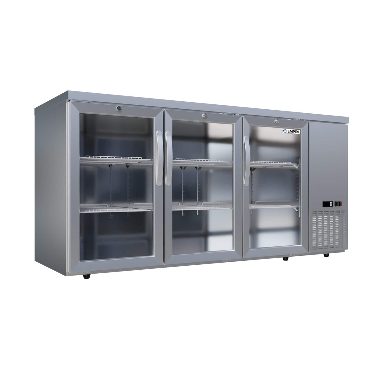 Empire High Capacity Stainless Steel Triple Door Bottle Cooler Hinged Undercounter Low Height Side Cooling - CL-526HR Triple Door Bottle Coolers Empire