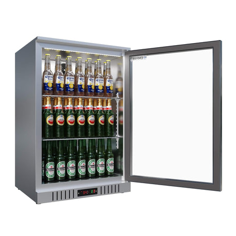 Empire Single Door 138L Stainless Steel Bottle Cooler – Commercial Back Bar Fridge | CL-130H-S Single Door Bottle Coolers Empire