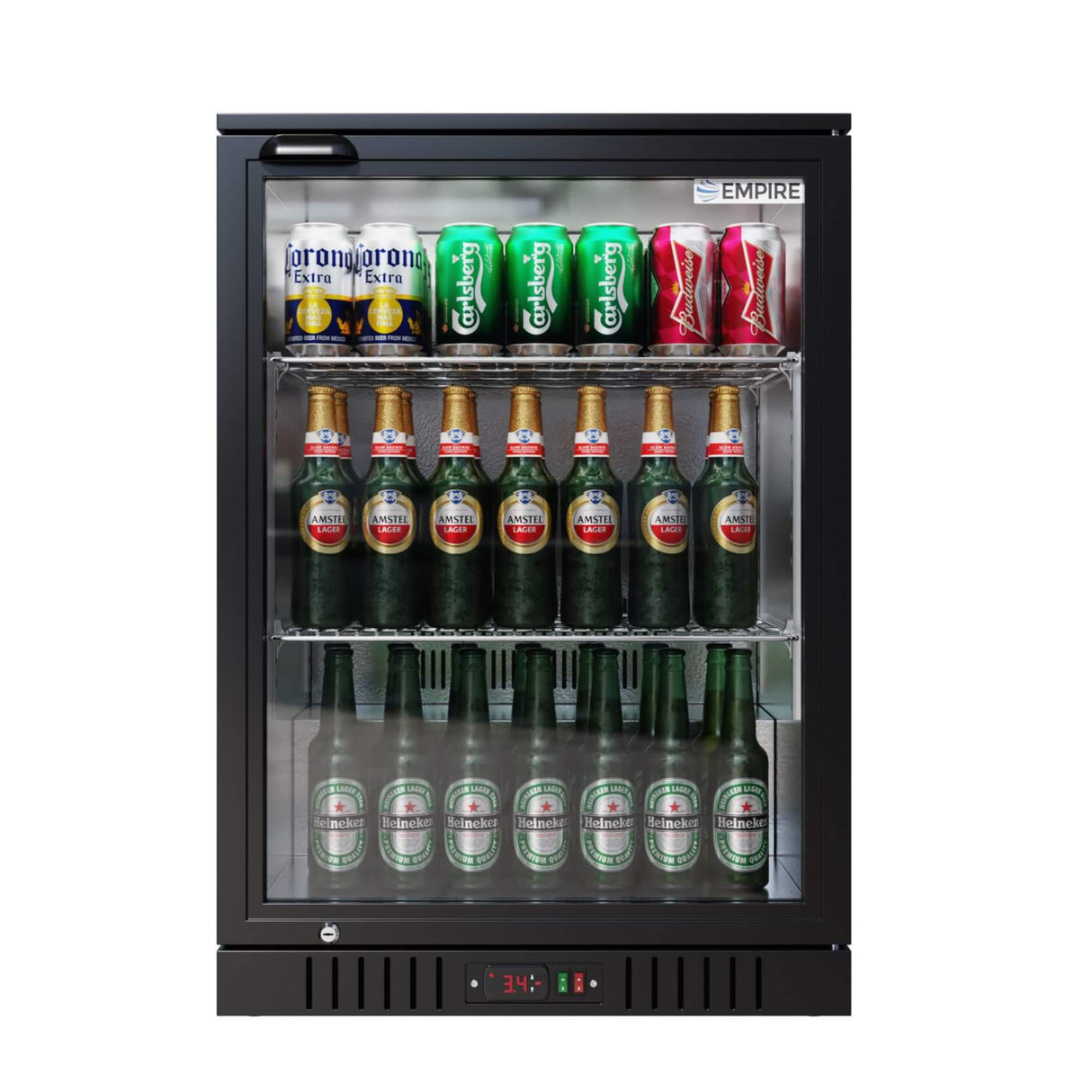 Empire Single Door Bottle Cooler – Low Profile 835mm Height Commercial Back Bar Fridge | CL-130HC Single Door Bottle Coolers Empire