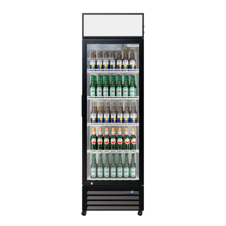 Empire Single Door Display Cooler – 375L Commercial Fridge with Merchandising Canopy | CL-370 Upright Double Glass Door Chillers Empire