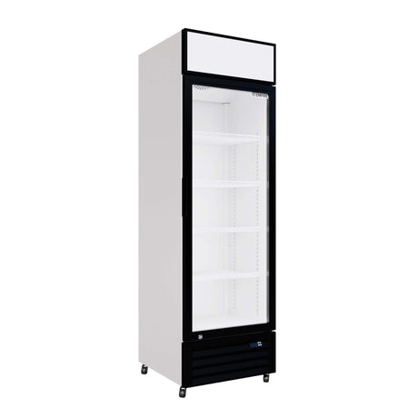 Empire Single Door Display Cooler – 375L Commercial Fridge with Merchandising Canopy | CL-370 Upright Double Glass Door Chillers Empire