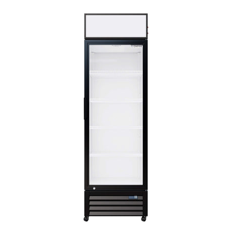 Empire Single Door Display Cooler – 375L Commercial Fridge with Merchandising Canopy | CL-370 Upright Double Glass Door Chillers Empire