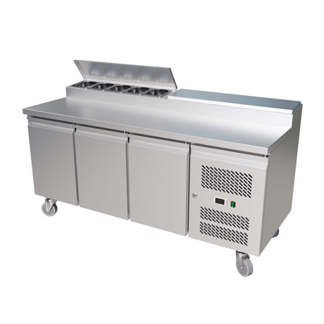 Empire Stainless Steel Pizza Prep Table Refrigerator – 3 Door Commercial Fridge | SH3000-700 Pizza Prep Counters - 3 Door Empire