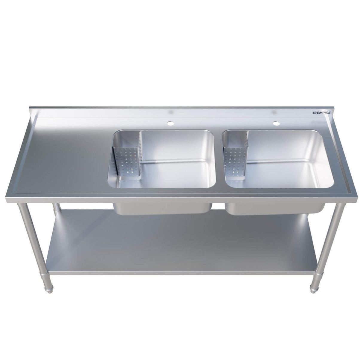 Empire Stainless Steel Double Bowl Sink 1600mm Wide Left Hand Drainer - EMP-SSWTS-1600L Single Bowl Sinks Empire