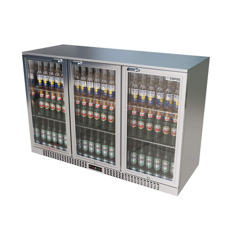 Empire Triple Door 330L Bottle Cooler – Stainless Steel Hinged Door Commercial Back Bar Fridge | CL-320H-S Triple Door Bottle Coolers Empire