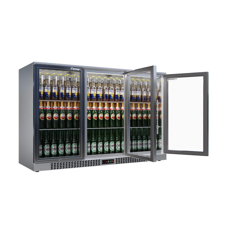Empire Triple Door 330L Bottle Cooler – Stainless Steel Hinged Door Commercial Back Bar Fridge | CL-320H-S Triple Door Bottle Coolers Empire