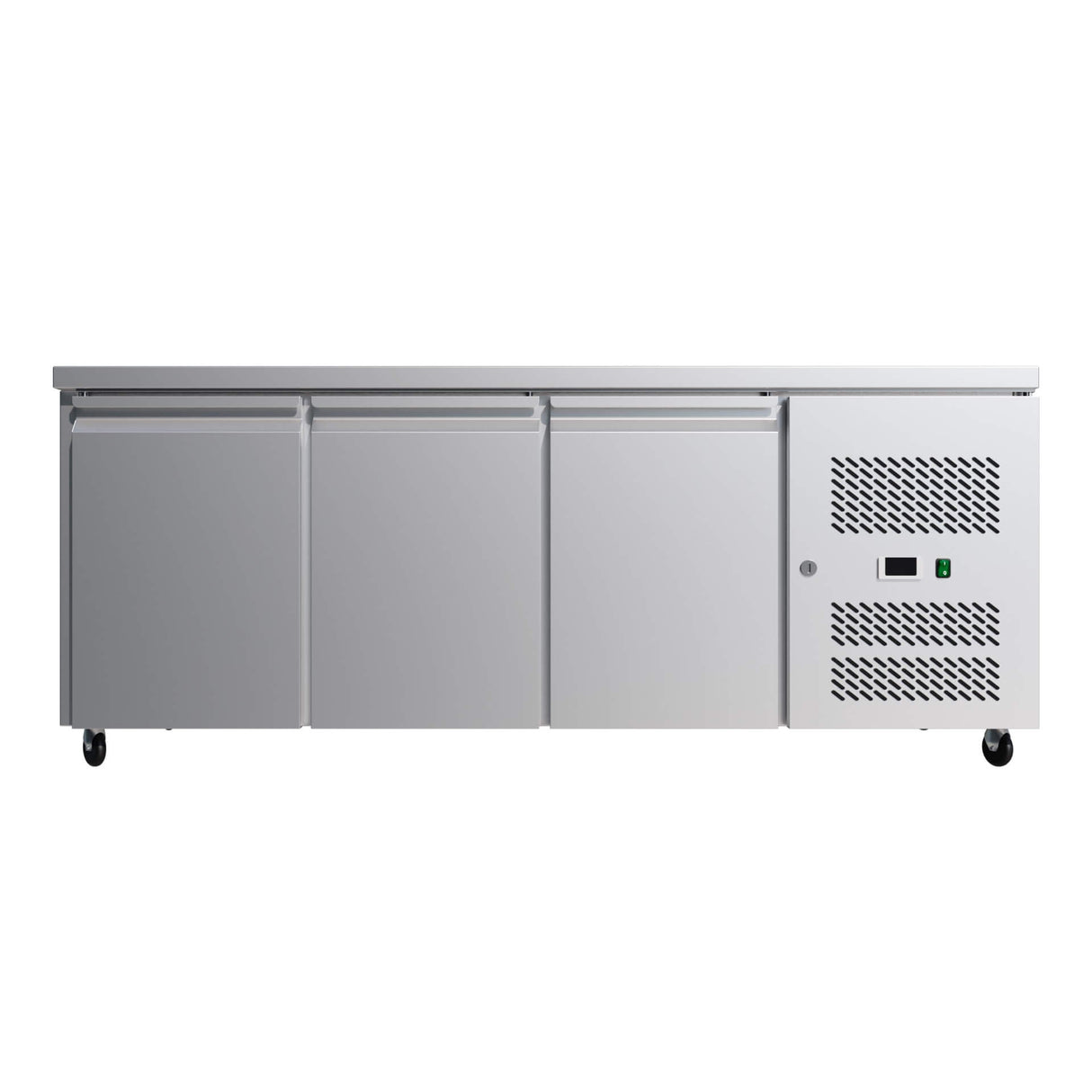 Empire Stainless Steel Counter Prep Refrigerator – 3 Door Commercial Fridge with Worktop | GN3100TN Refrigerated Counters - Triple Door Empire