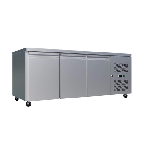 Empire Stainless Steel Counter Prep Refrigerator – 3 Door Commercial Fridge with Worktop | GN3100TN Refrigerated Counters - Triple Door Empire