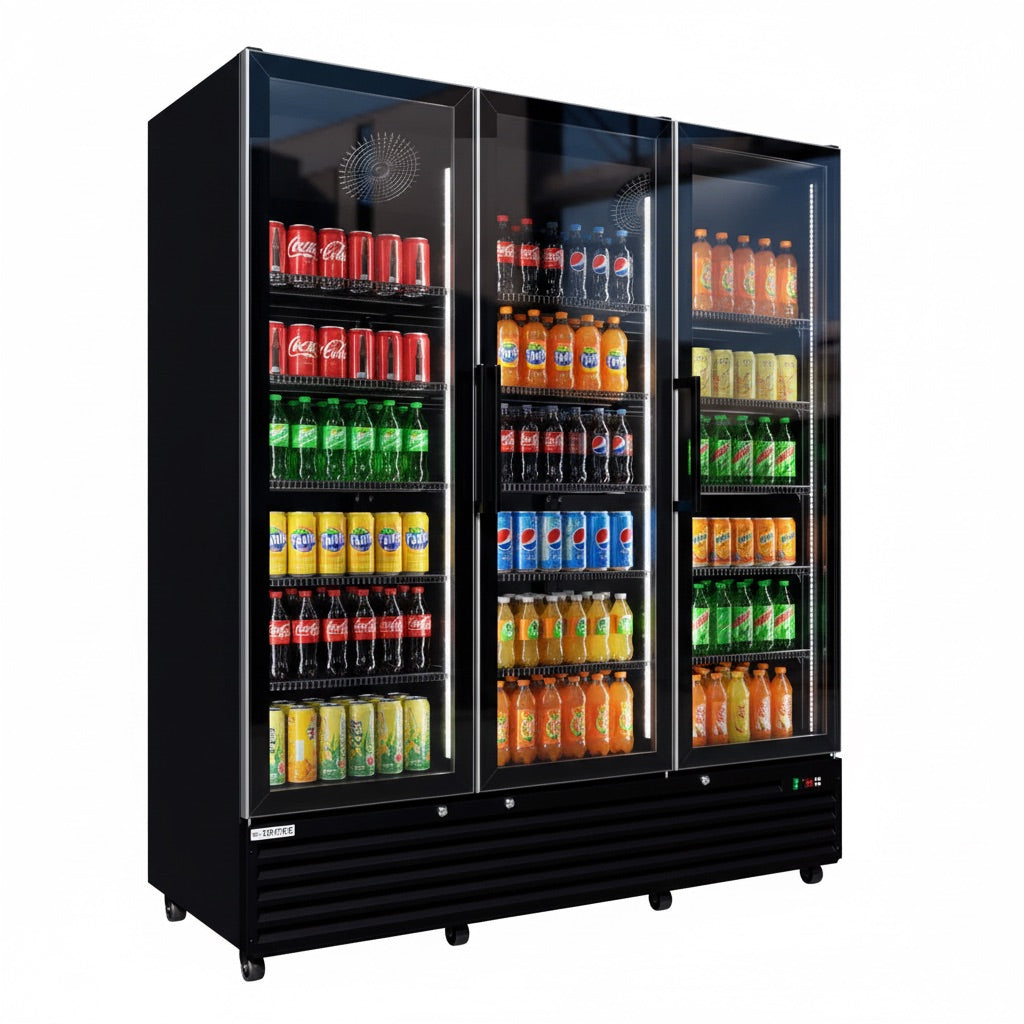 Empire Triple Door Upright Display Fridge Cooler – 1483L Commercial Glass Door Merchandiser | CL-1500W Upright Double Door Bottle Coolers Empire Supplies