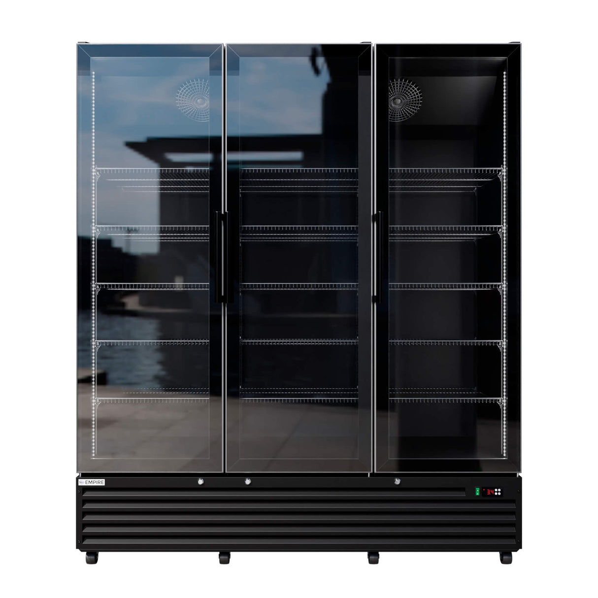 Empire Triple Door Upright Display Fridge Cooler – 1483L Commercial Glass Door Merchandiser | CL-1500W Upright Double Door Bottle Coolers Empire Supplies