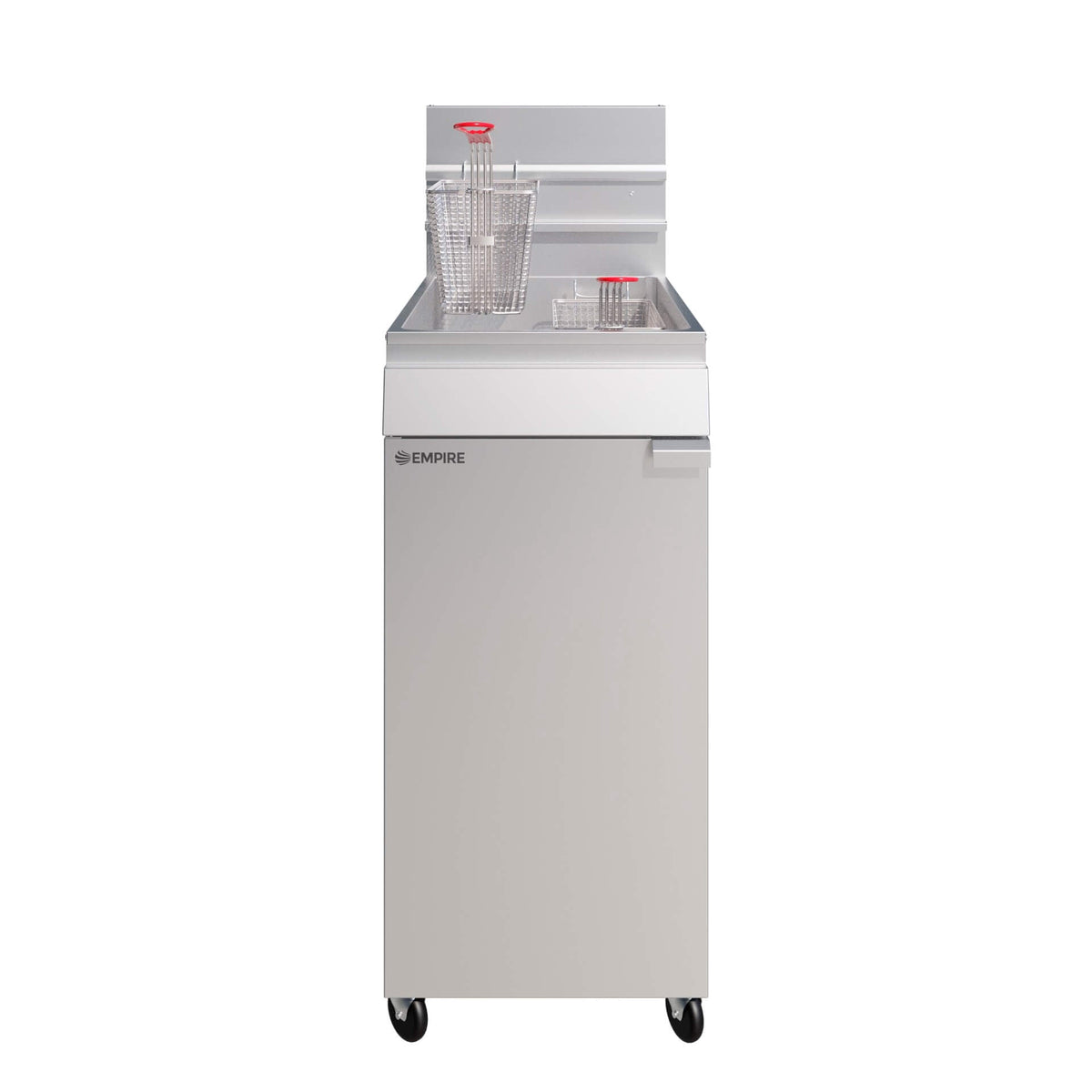 Empire Twin Basket Single Tank Fryer – Nat Gas & LPG, 3 Burner, 24L, 80,000 BTU | EMP-MGEF-3-OZ - Graded Item Freestanding Gas Fyers Empire