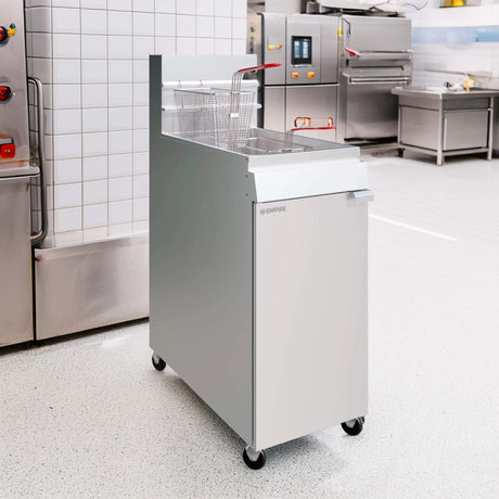 Empire Twin Basket Single Tank Fryer – Nat Gas & LPG, 4 Burner, 28L, 100,000 BTU | EMP-MGEF-4-OZ Freestanding Gas Fyers Empire
