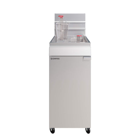 Empire Twin Basket Single Tank Fryer – Nat Gas & LPG, 4 Burner, 28L, 100,000 BTU | EMP-MGEF-4-OZ Freestanding Gas Fyers Empire