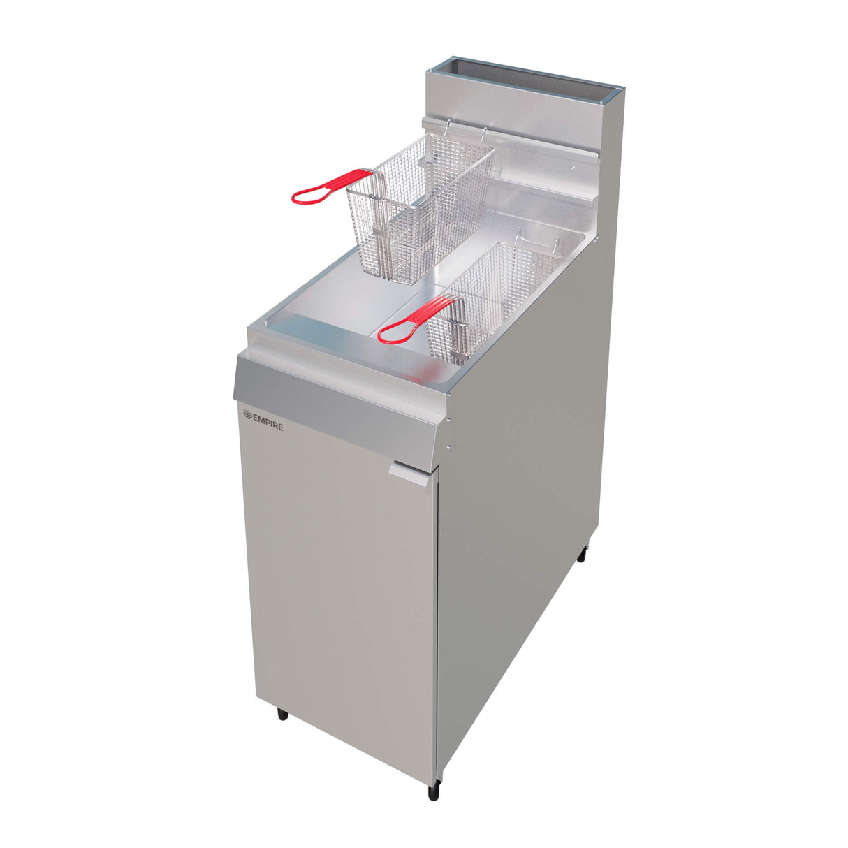Empire Twin Basket Single Tank Fryer – Nat Gas & LPG, 4 Burner, 28L, 100,000 BTU | EMP-MGEF-4-OZ Freestanding Gas Fyers Empire