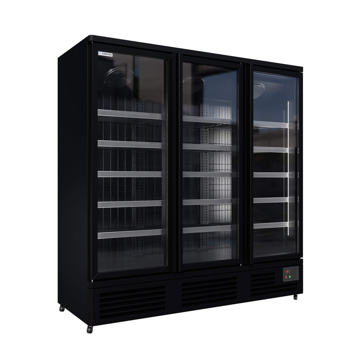 Empire Upright Display Freezer 1220L Triple Glass Door Commercial Black Interior | EMP-KDF-P1973TG-B Refrigeration Uprights - Triple Door Empire Supplies