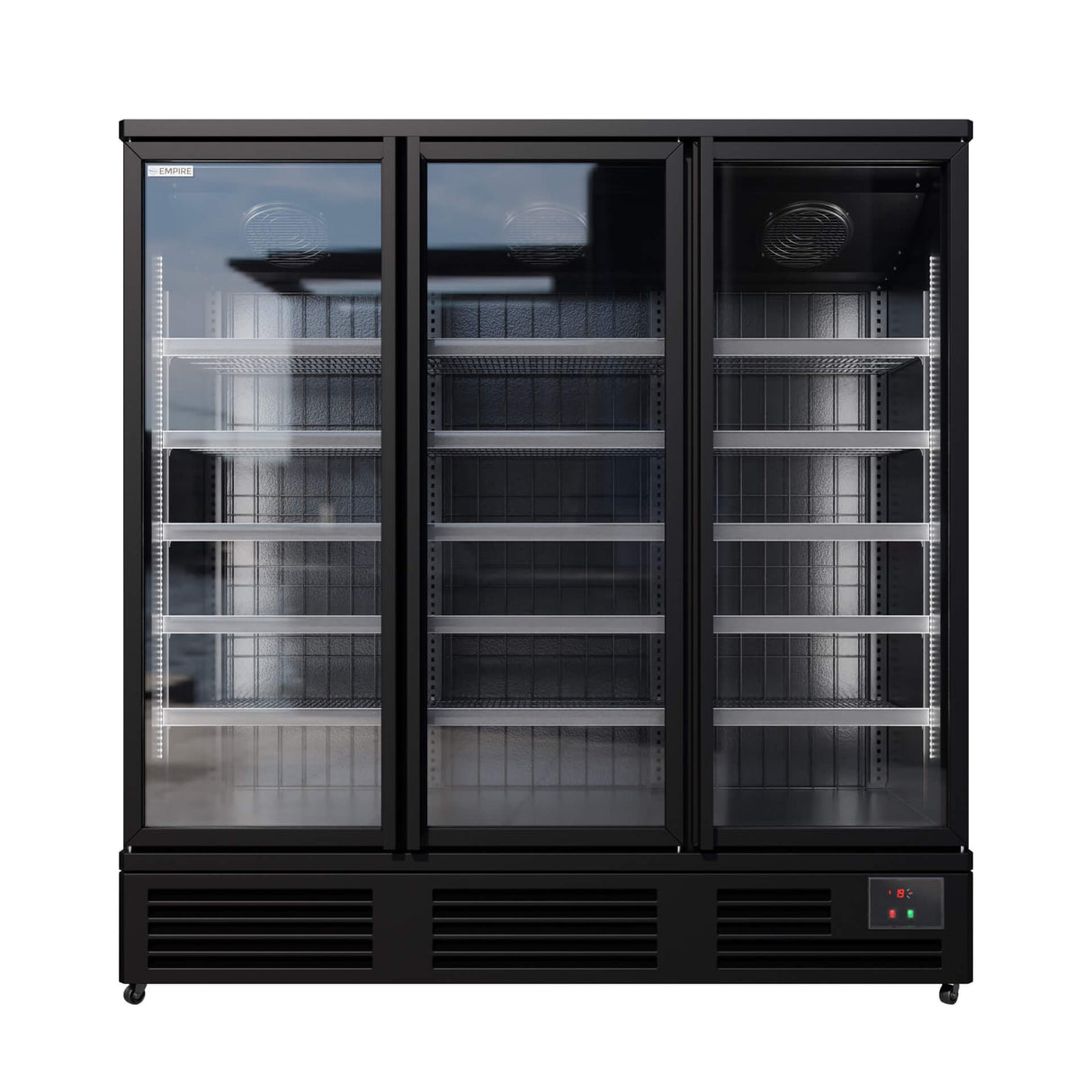 Empire Upright Display Freezer 1220L Triple Glass Door Commercial Black Interior | EMP-KDF-P1973TG-B Refrigeration Uprights - Triple Door Empire Supplies