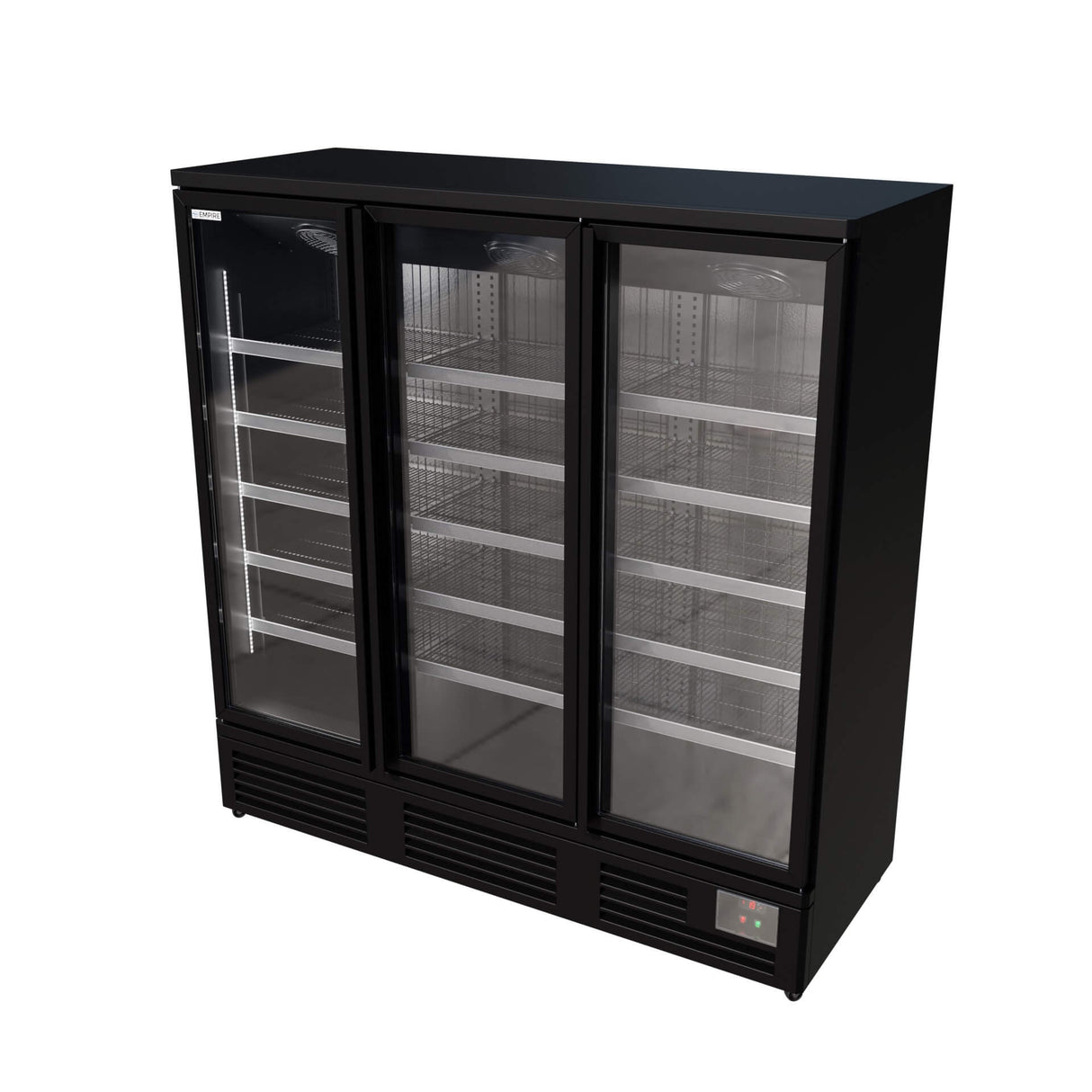Empire Upright Display Freezer 1220L Triple Glass Door Commercial Black Interior | EMP-KDF-P1973TG-B Refrigeration Uprights - Triple Door Empire Supplies