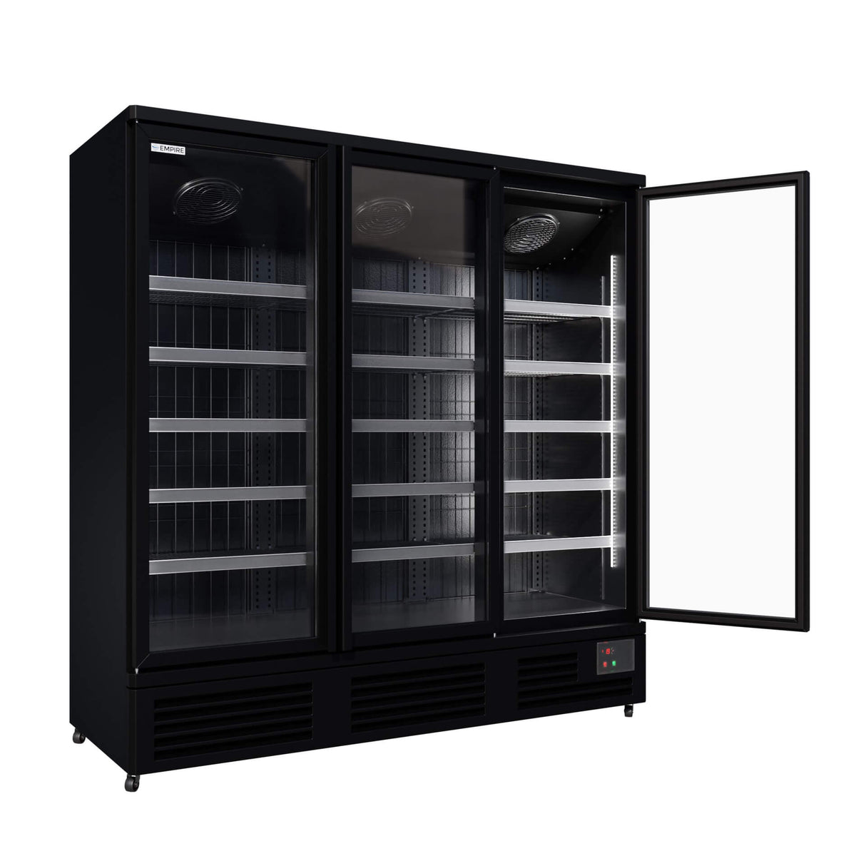 Empire Upright Display Freezer 1220L Triple Glass Door Commercial Black Interior | EMP-KDF-P1973TG-B Refrigeration Uprights - Triple Door Empire Supplies