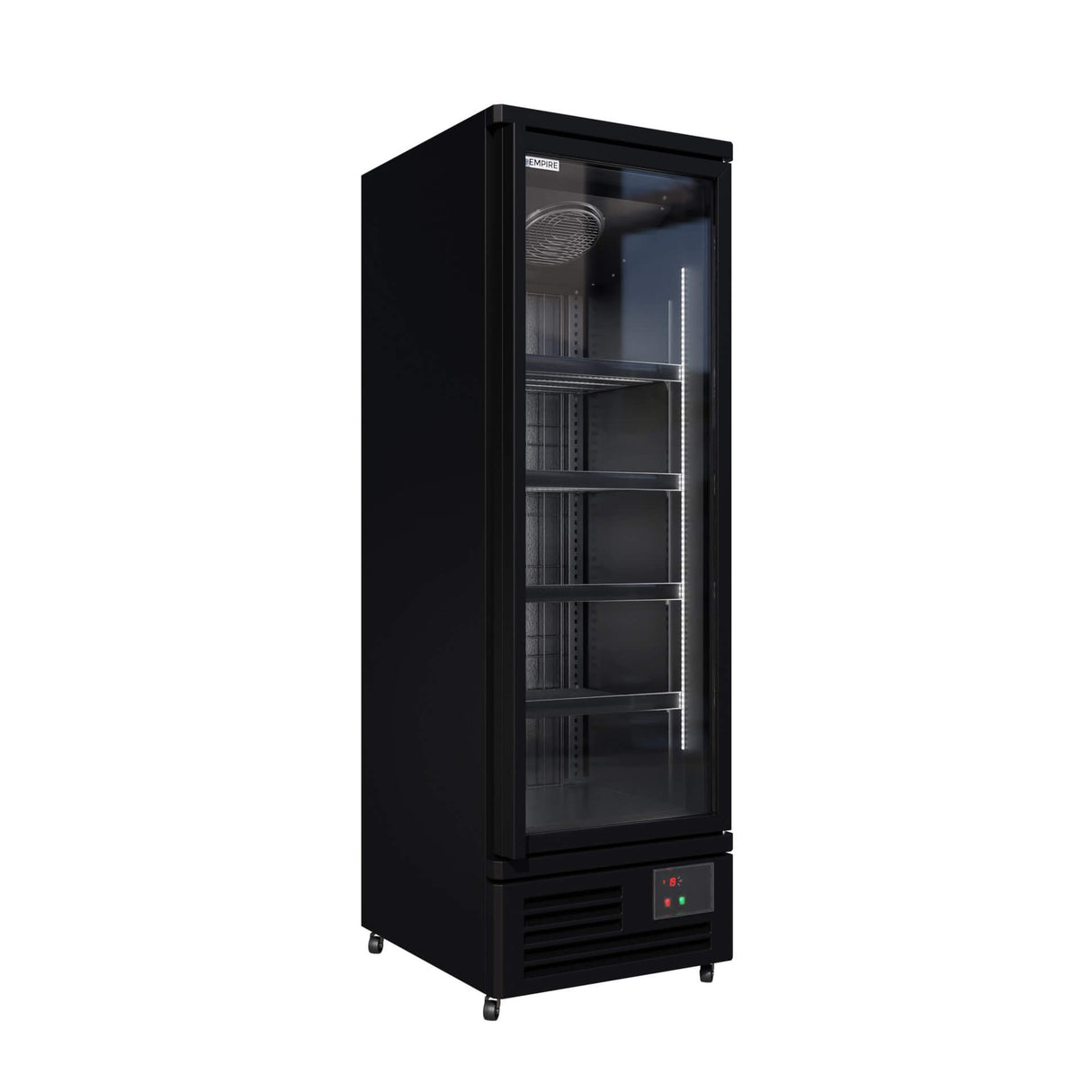 Empire Upright Display Freezer 400L Single Glass Door Commercial Black Interior | EMP-KDF-P0673TG-B Refrigeration Uprights - Single Door Empire Supplies