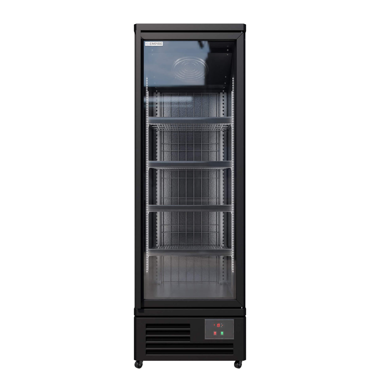 Empire Upright Display Freezer 400L Single Glass Door Commercial Black Interior | EMP-KDF-P0673TG-B Refrigeration Uprights - Single Door Empire Supplies