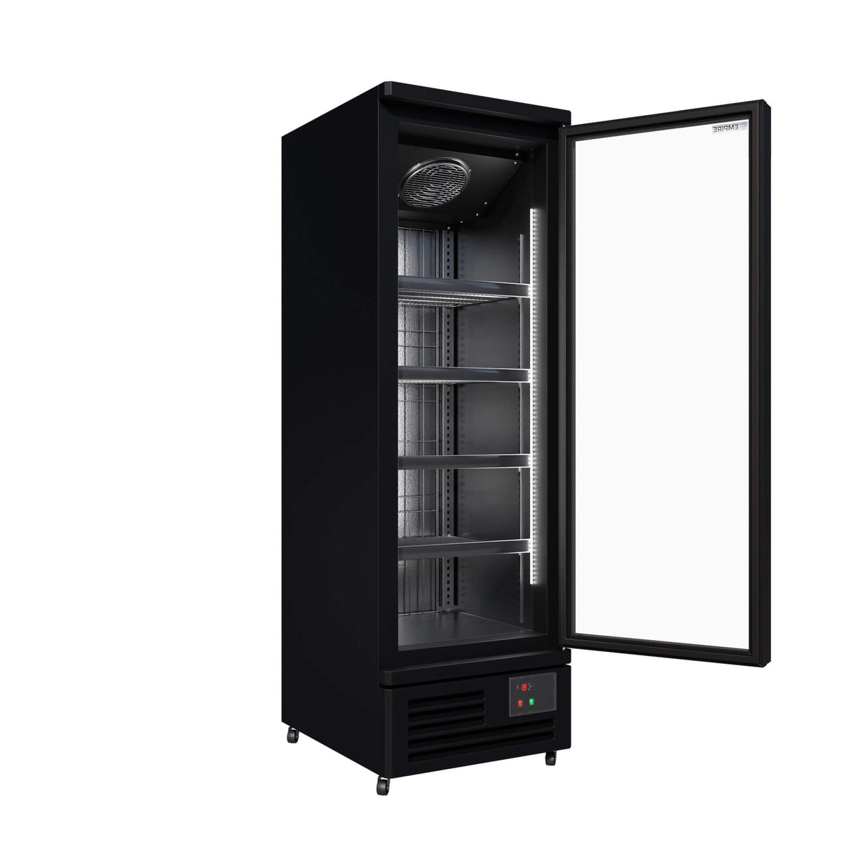 Empire Upright Display Freezer 400L Single Glass Door Commercial Black Interior | EMP-KDF-P0673TG-B Refrigeration Uprights - Single Door Empire Supplies
