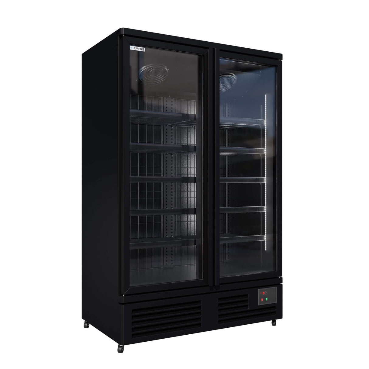 Empire Upright Display Freezer 810L Double Glass Door Commercial Black Interior | EMP-KDF-P1373TG-B Refrigeration Uprights - Double Door Empire Supplies