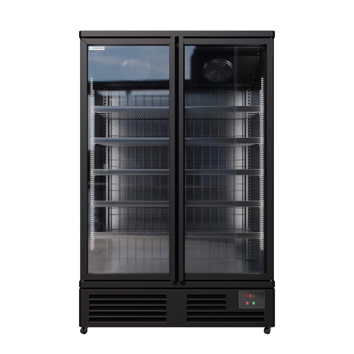 Empire Upright Display Freezer 810L Double Glass Door Commercial Black Interior | EMP-KDF-P1373TG-B Refrigeration Uprights - Double Door Empire Supplies