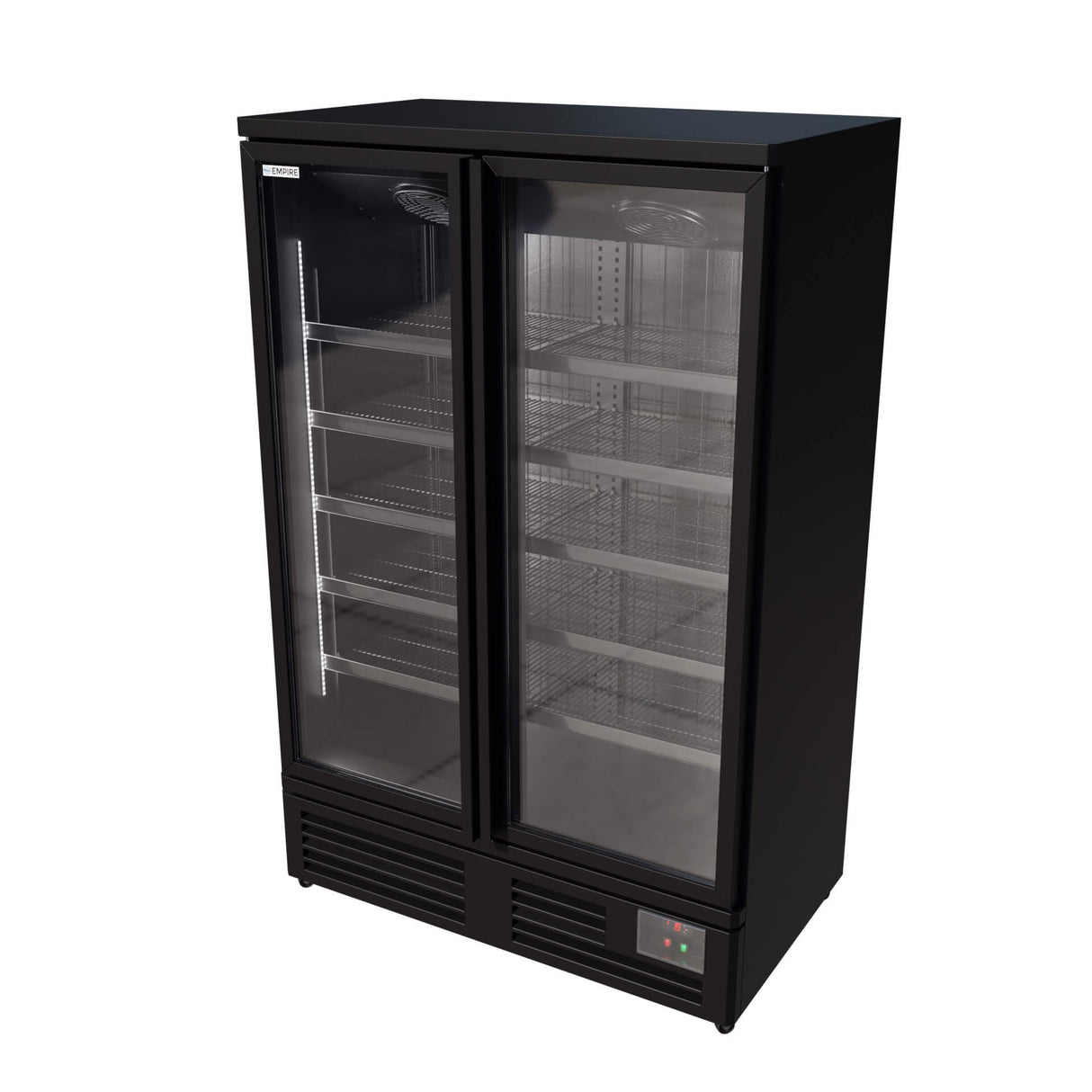 Empire Upright Display Freezer 810L Double Glass Door Commercial Black Interior | EMP-KDF-P1373TG-B Refrigeration Uprights - Double Door Empire Supplies