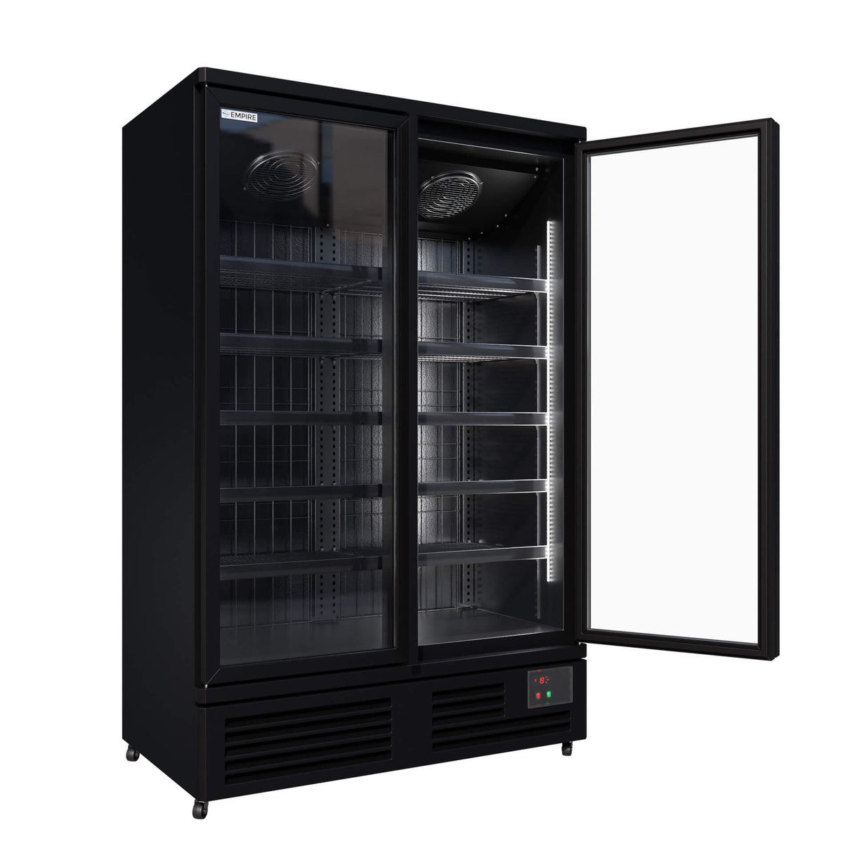 Empire Upright Display Freezer 810L Double Glass Door Commercial Black Interior | EMP-KDF-P1373TG-B Refrigeration Uprights - Double Door Empire Supplies