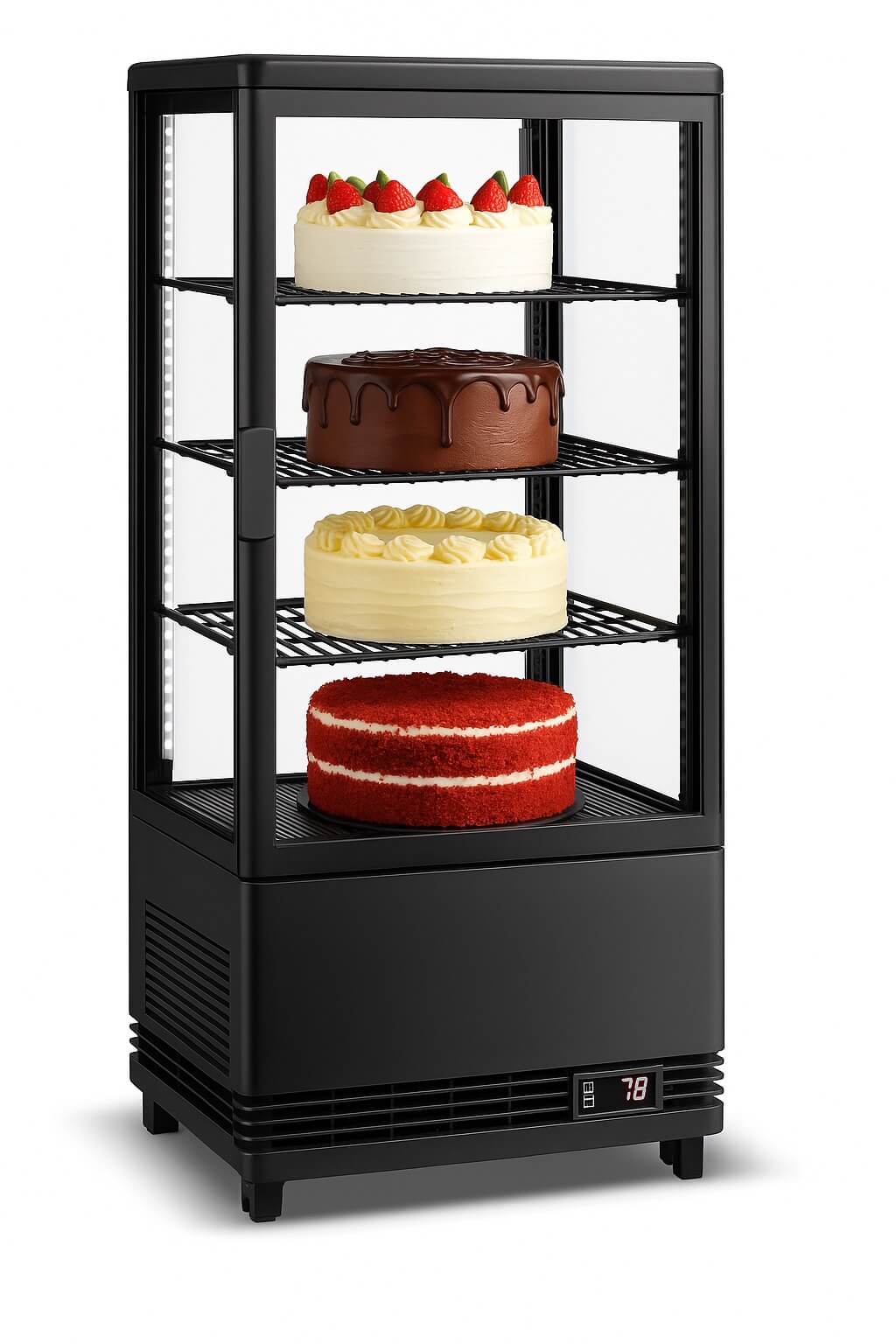 Empire Chilled Deli Cake Display Fridge Case Black 78 Litre - EMP-78-1-C Refrigerated Counter Top Displays Empire