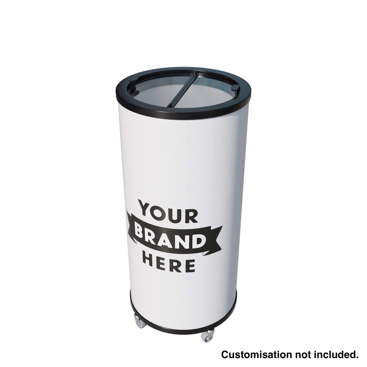 Empire Drinks Can Bottle Dump Impulse Barrel Mobile Cooler White - EMP-CC77 Single Door Bottle Coolers Empire