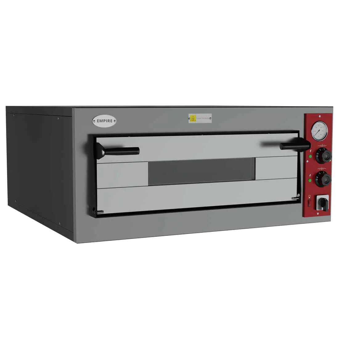 Empire Premium Single Deck Pizza Oven Full Refractory Stone – 4 x 12-inch Pizzas | Electric 4.5kW 450°C | EMP-SDPOAS Single Deck Pizza Ovens Empire
