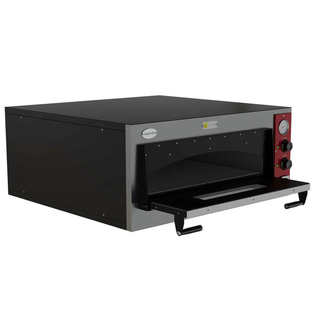 Empire Premium Single Deck Pizza Oven Full Refractory Stone – 4 x 12-inch Pizzas | Electric 4.5kW 450°C | EMP-SDPOAS Single Deck Pizza Ovens Empire