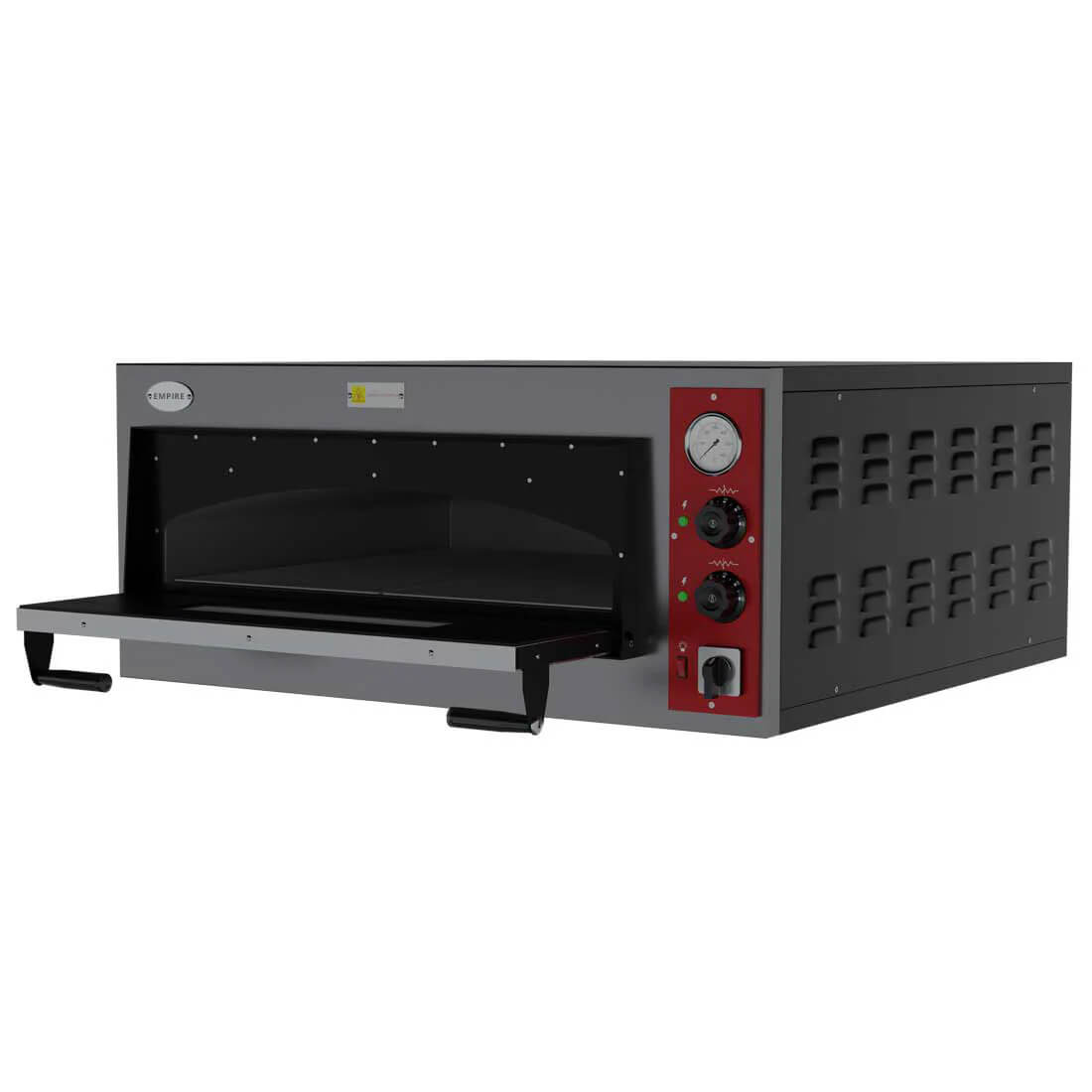 Empire Premium Single Deck Pizza Oven Full Refractory Stone – 4 x 12-inch Pizzas | Electric 4.5kW 450°C | EMP-SDPOAS Single Deck Pizza Ovens Empire