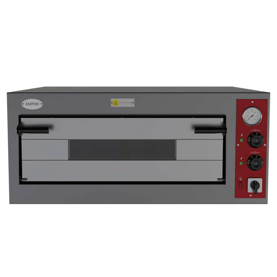 Empire Premium Single Deck Pizza Oven Full Refractory Stone – 4 x 12-inch Pizzas | Electric 4.5kW 450°C | EMP-SDPOAS Single Deck Pizza Ovens Empire