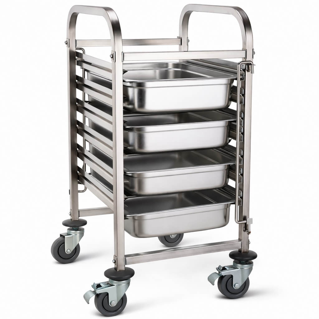 Empire Mobile Stainless Steel GN Tray Trolley – Commercial Catering GN 1/1 Pan Rack | EMP-RT1106 GN & Racking Trolleys Empire