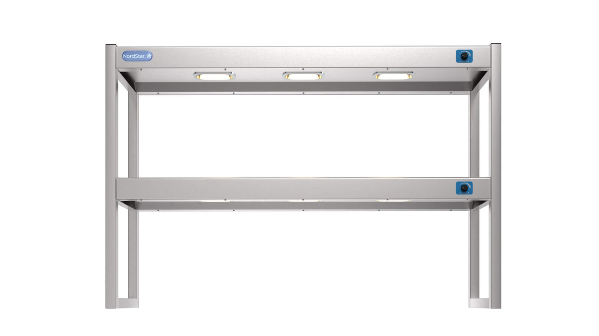 Nordstar Heated Gantry Double Tier Chefs Rack Overshelf 1200mm 6 Quartz Lamp | DTG1200 Heated Gantry Chef's Rack Nordstar