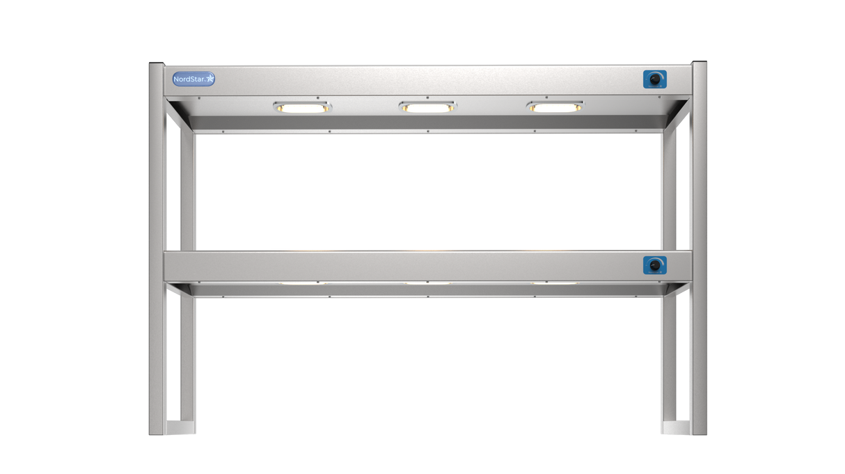 Nordstar Heated Gantry Double Tier Chefs Rack Overshelf 1200mm 6 Quartz Lamp | DTG1200 Heated Gantry Chef's Rack Nordstar