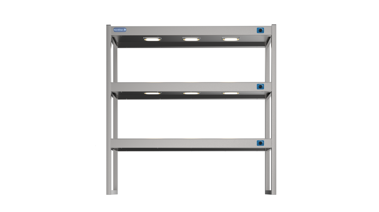 Nordstar Heated Gantry Triple Tier Chefs Rack Overshelf 1200mm 9 Quartz Lamp | TTG1200 Heated Gantry Chef's Rack Nordstar