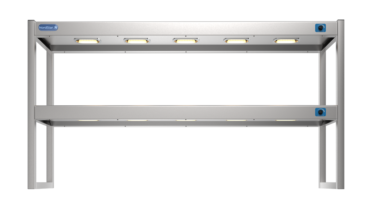Nordstar Heated Gantry Double Tier Chefs Rack Overshelf 1500mm 6 Quartz Lamp | DTG1500 Heated Gantry Chef's Rack Nordstar