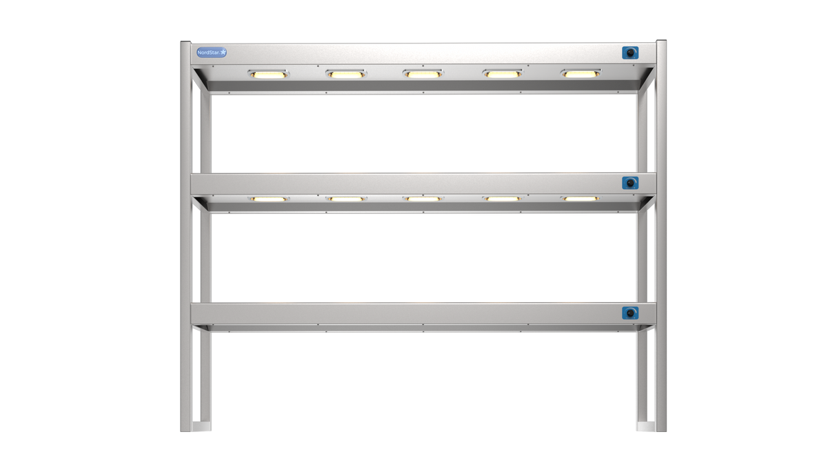 Nordstar Heated Gantry Triple Tier Chefs Rack Overshelf 1500mm 9 Quartz Lamp | TTG1500 Heated Gantry Chef's Rack Nordstar