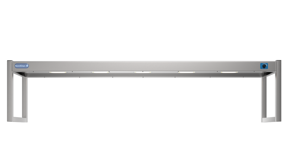 Nordstar Heated Gantry Single Tier Chefs Rack Overshelf 1800mm 5 Quartz Lamp | STG1800 Heated Gantry Chef's Rack Nordstar