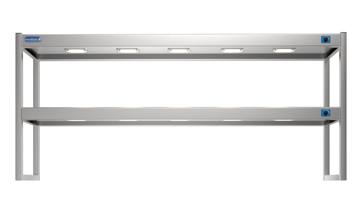 Nordstar Heated Gantry Double Tier Chefs Rack Overshelf 1800mm 6 Quartz Lamp | DTG1800 Heated Gantry Chef's Rack Nordstar